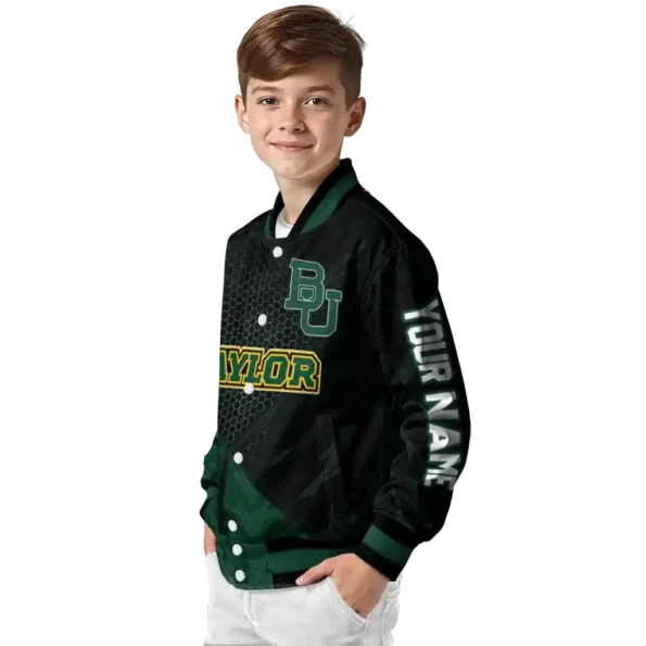 personalized baylor bears hexagon mesh green black varsity jacket trendy.webp