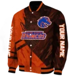 personalized boise state broncos hexagon mesh orange black varsity jacket best selling.webp