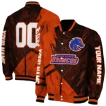 personalized boise state broncos hexagon mesh orange black varsity jacket best selling.webp