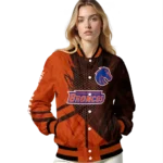 personalized boise state broncos hexagon mesh orange black varsity jacket best selling.webp