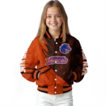 personalized boise state broncos hexagon mesh orange black varsity jacket best selling.webp