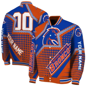 personalized boise state broncos star burst orange varsity jacket fashion forward.webp