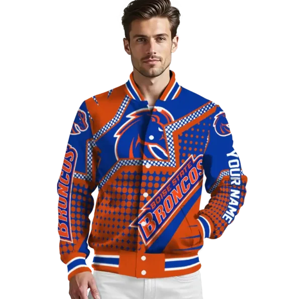 personalized boise state broncos star burst orange varsity jacket high quality.webp