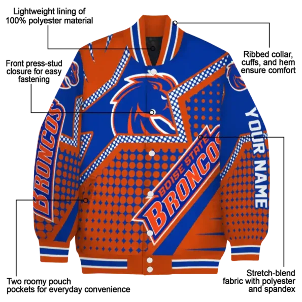 personalized boise state broncos star burst orange varsity jacket new arrival.webp