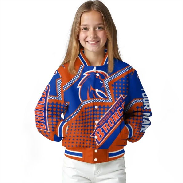 personalized boise state broncos star burst orange varsity jacket top rated.webp