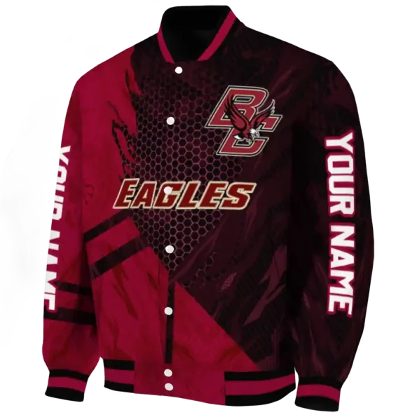 personalized boston college eagles hexagon mesh maroon black varsity jacket best selling.webp