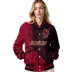personalized boston college eagles hexagon mesh maroon black varsity jacket best selling.webp