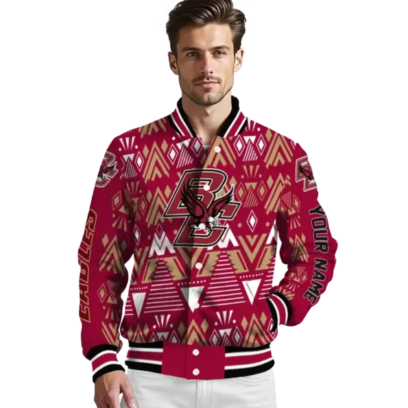 personalized boston college eagles pyramid shapes maroon varsity jacket high quality.webp