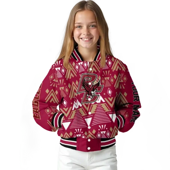 personalized boston college eagles pyramid shapes maroon varsity jacket top rated.webp