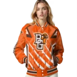 personalized bowling green falcons chevron angles orange varsity jacket best selling.webp