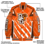personalized bowling green falcons chevron angles orange varsity jacket best selling.webp