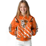 personalized bowling green falcons chevron angles orange varsity jacket best selling.webp