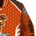 personalized bowling green falcons hexagon grid orange varsity jacket best selling.webp