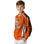 personalized bowling green falcons hexagon grid orange varsity jacket best selling.webp