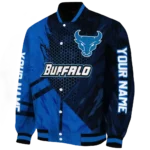 personalized buffalo bulls hexagon mesh royal blue black varsity jacket best selling.webp