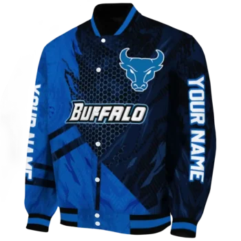 personalized buffalo bulls hexagon mesh royal blue black varsity jacket best selling.webp
