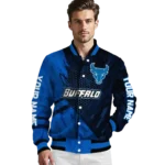 personalized buffalo bulls hexagon mesh royal blue black varsity jacket best selling.webp