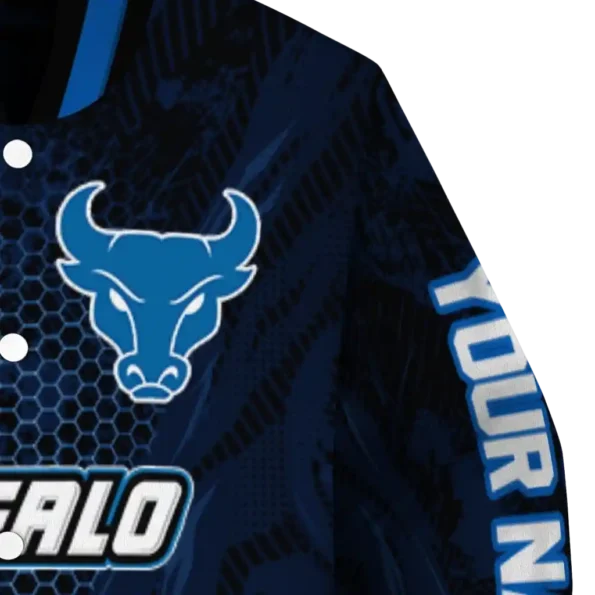 personalized buffalo bulls hexagon mesh royal blue black varsity jacket premium grade.webp