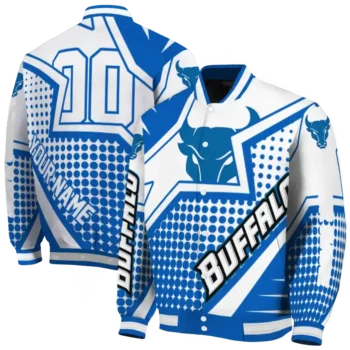 personalized buffalo bulls star burst royal blue varsity jacket fashion forward.webp