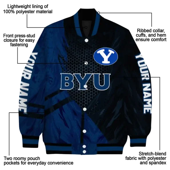 personalized byu cougars hexagon mesh blue black varsity jacket new arrival.webp