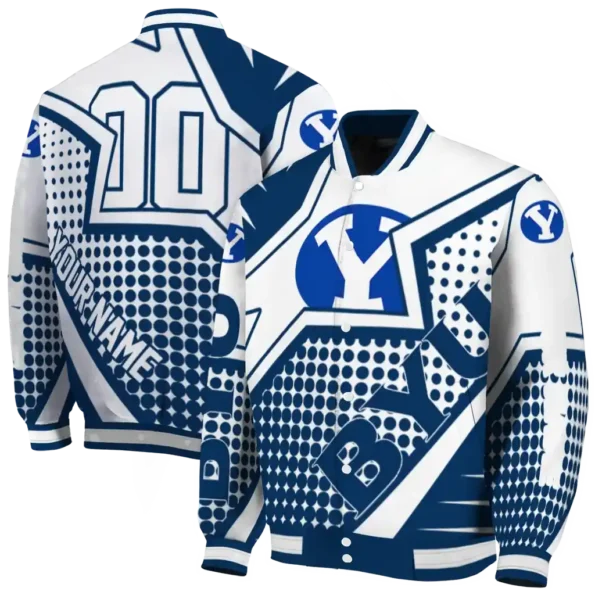 personalized byu cougars star burst blue varsity jacket fashion forward.webp