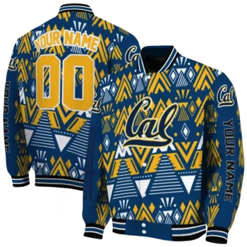 personalized california golden bears pyramid shapes blue varsity jacket fashion forward.webp