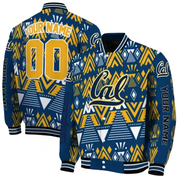 personalized california golden bears pyramid shapes blue varsity jacket fashion forward.webp