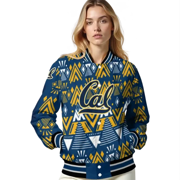 personalized california golden bears pyramid shapes blue varsity jacket latest model.webp