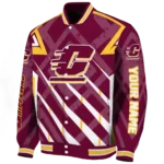 personalized central michigan chippewas chevron angles maroon varsity jacket best selling.webp