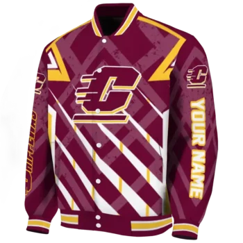 personalized central michigan chippewas chevron angles maroon varsity jacket best selling.webp