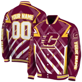 personalized central michigan chippewas chevron angles maroon varsity jacket fashion forward.webp