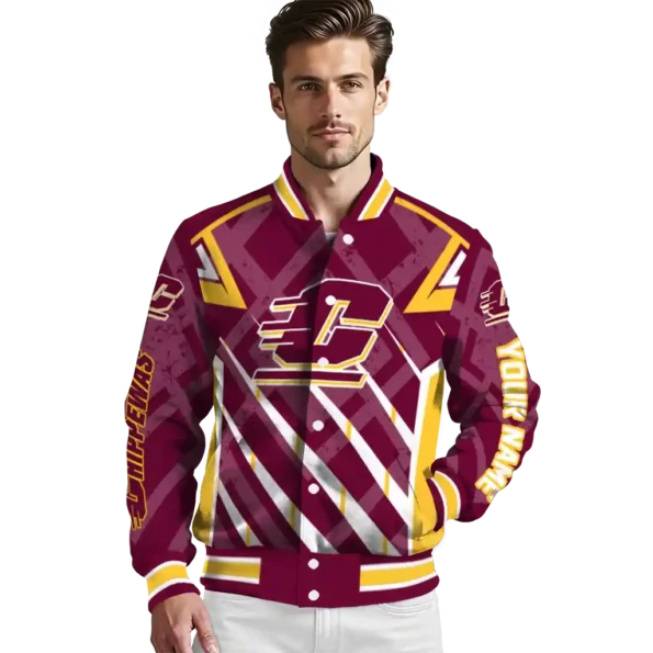 personalized central michigan chippewas chevron angles maroon varsity jacket high quality.webp