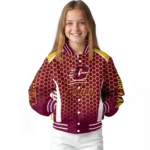 personalized central michigan chippewas hexagon grid maroon varsity jacket best selling.webp