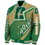 personalized charlotte 49ers star burst green varsity jacket best selling.webp