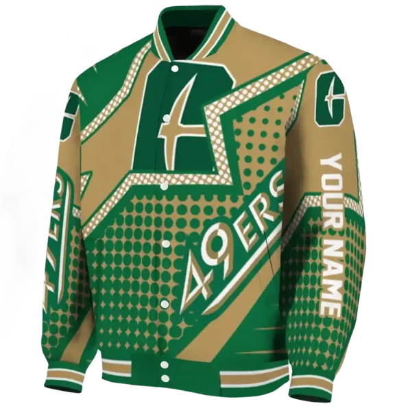 personalized charlotte 49ers star burst green varsity jacket best selling.webp