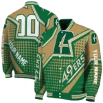 personalized charlotte 49ers star burst green varsity jacket best selling.webp