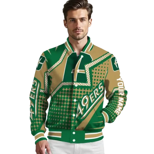 personalized charlotte 49ers star burst green varsity jacket high quality.webp