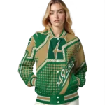 personalized charlotte 49ers star burst green varsity jacket best selling.webp