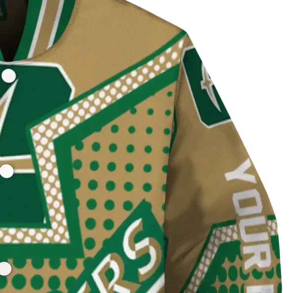 personalized charlotte 49ers star burst green varsity jacket premium grade.webp