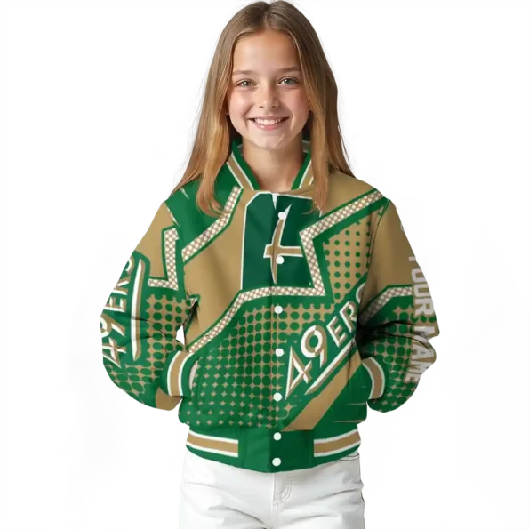 personalized charlotte 49ers star burst green varsity jacket top rated.webp