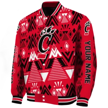 personalized cincinnati bearcats pyramid shapes red varsity jacket best selling.webp
