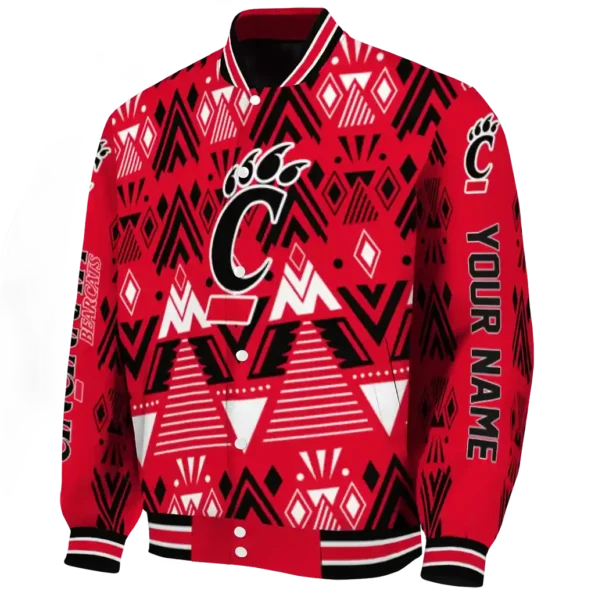 personalized cincinnati bearcats pyramid shapes red varsity jacket best selling.webp