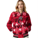 personalized cincinnati bearcats pyramid shapes red varsity jacket best selling.webp