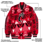 personalized cincinnati bearcats pyramid shapes red varsity jacket best selling.webp