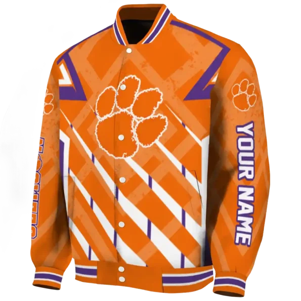 personalized clemson tigers chevron angles orange varsity jacket best selling.webp