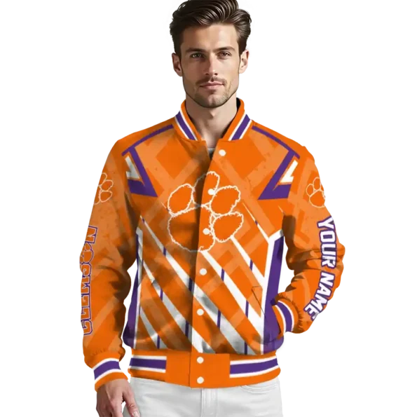 personalized clemson tigers chevron angles orange varsity jacket high quality.webp
