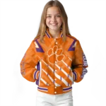 personalized clemson tigers chevron angles orange varsity jacket best selling.webp