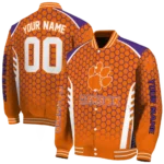 personalized clemson tigers hexagon grid orange varsity jacket best selling.webp