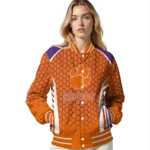 personalized clemson tigers hexagon grid orange varsity jacket best selling.webp