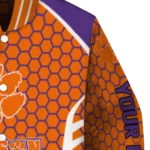 personalized clemson tigers hexagon grid orange varsity jacket best selling.webp